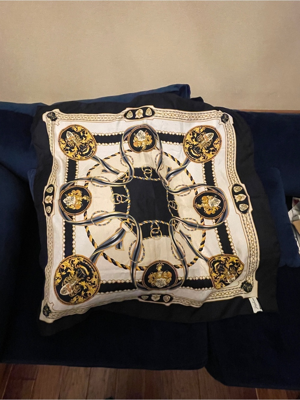 Jaclyn Smith Navy, Ivory & Gold Accent scarf